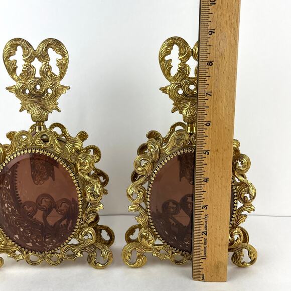 Ormolu Hollywood Regency Set of 2 Perfume Bottles (dauber missing) - Picture 10 of 10